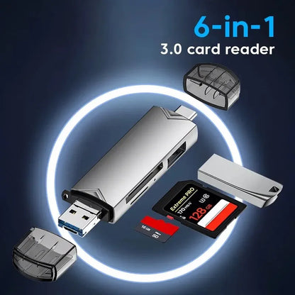 6 In 1 Multifunctional USB SD Card Reader