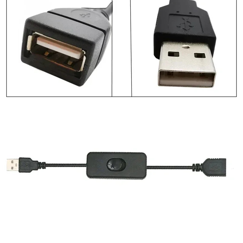 2 PCS USB  Switch Cable With  ON/OFF Extension Cable Toggle